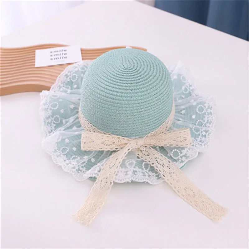 Lace Kids Panama Hats for Girls Straw Mother Baby Hat Summer Kids Sun Hat for Girls Beach Baby Girl Cap 1PC