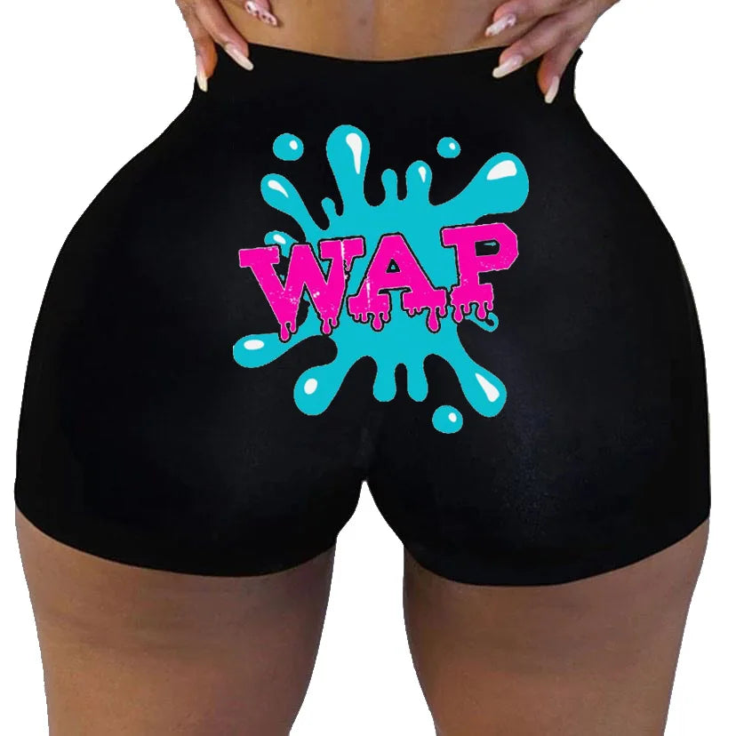 Sexy Women Shorts Womens Summer Clothing Candy Snack Wap Graphic High Waist Biker Booty Shorts Wholesale Cheap Stuff