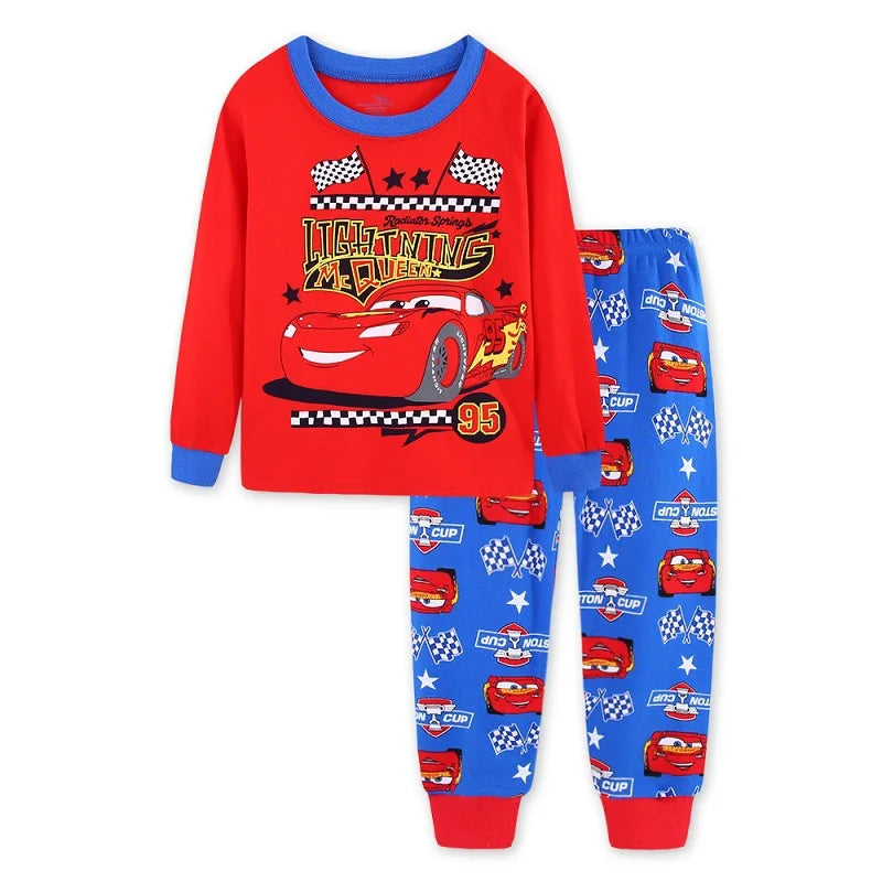 Kids Pajamas Sets Baby Girls and Boys Lightning Mcqueen Pyjamas Cotton Clothes 95 Car Cartoon Long sleeve T-shirt+Pants pyjama