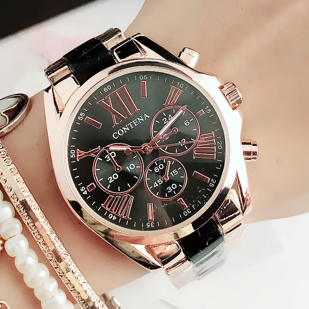 New Watch Womens Stainless Steel Ceramic Wristwatches Ladies Quartz Watches Top Brand Luxury Women's Dress Watches Woman Waches