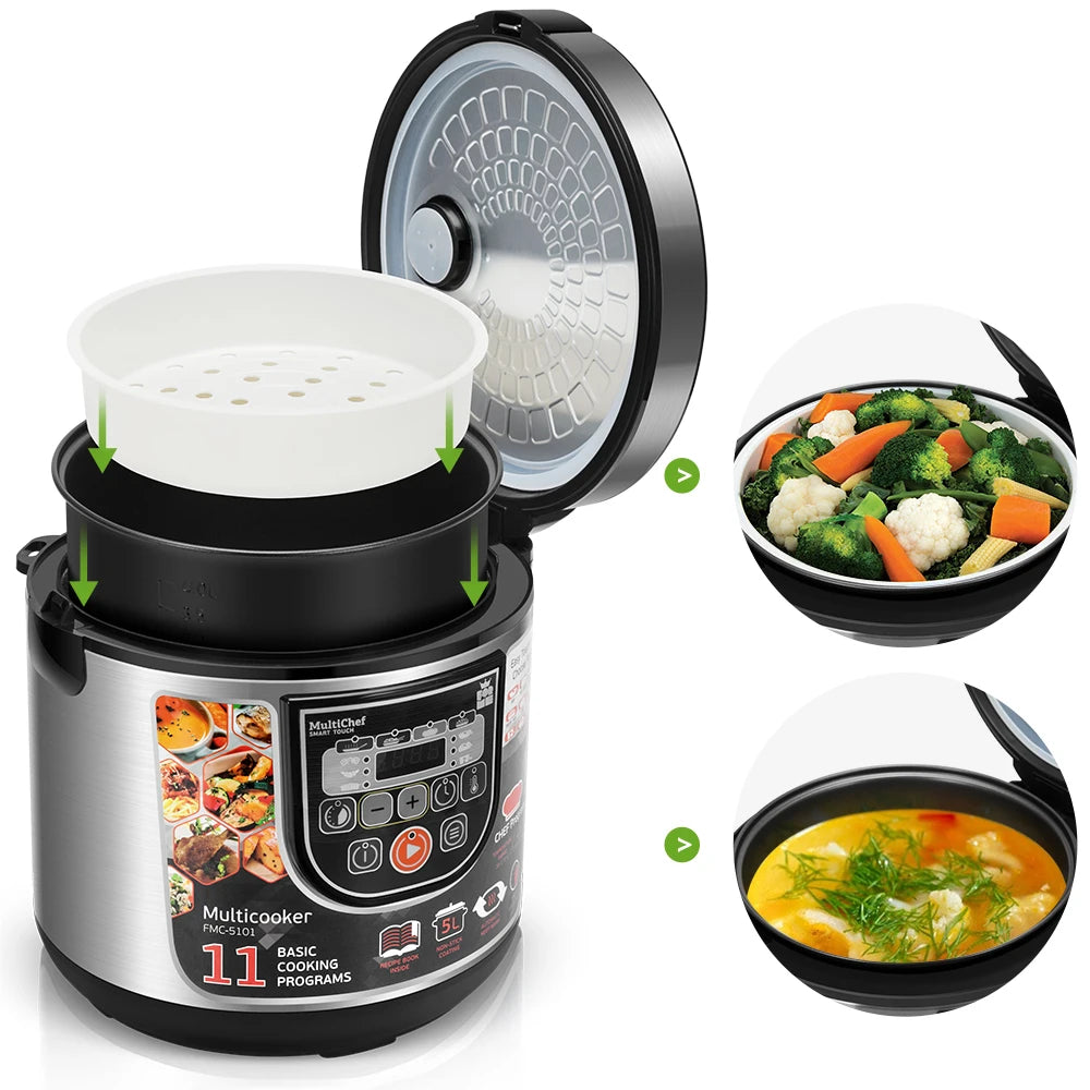 Multicooker Rice Cooker 11 in 1 DIY Functions Soup Stew Porridge 5L Electric Rice Cooker Cooking Pot Food Steamer ForMe FMC5101