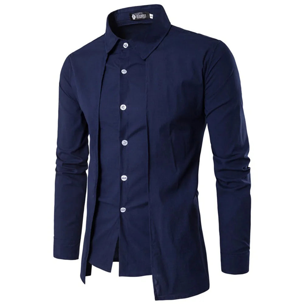 Mens Personalities Long Sleeve Shirt Slim Button-Down Casual Wedding Shirt Mens Dress Shirt