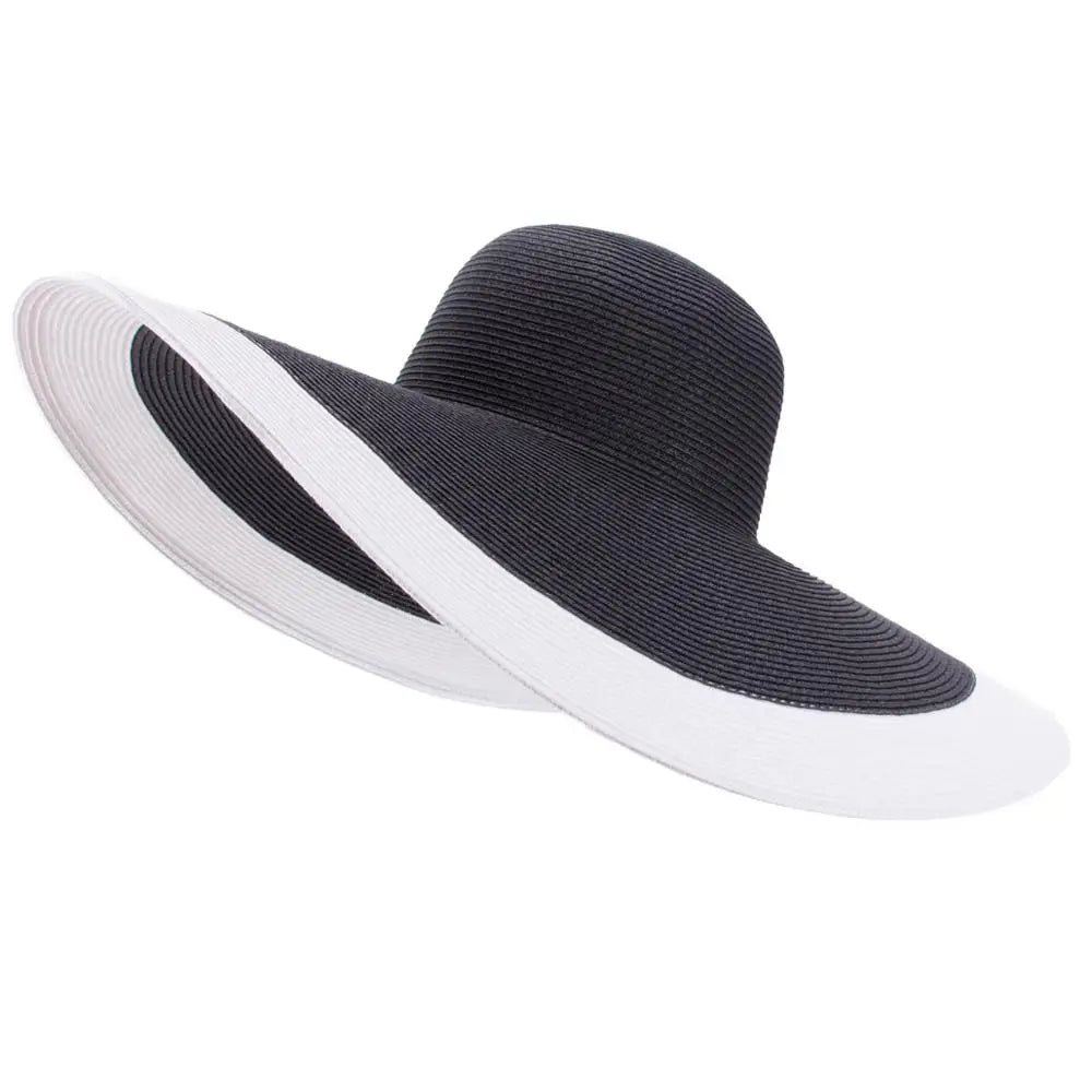 Lawliet 7.1''/18cm Foldable Oversized Huge Wide Brim Sun Beach Straw Hats Wedding Womens Floppy Party Dressy A330