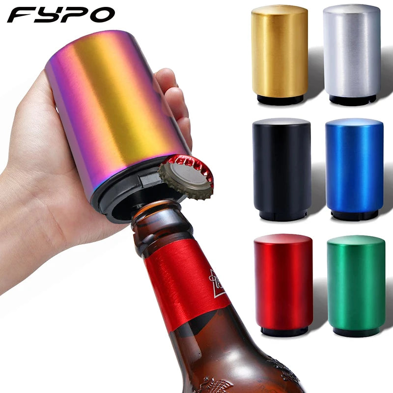 Automatic Beer Bottle Opener,Magnetic Stainless Steel Beverage Bottles Wine Openers Jar Opener Kitchen Gadgets Bar Supplies