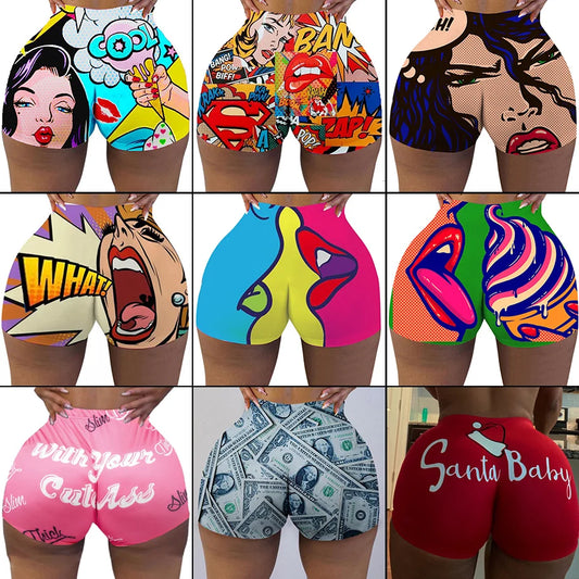 Cheap Women's Booty Shorts Anime Graphic Summer Beach Women Clothing High Waisted Sweat Shorts Plus Size Workout Shorts