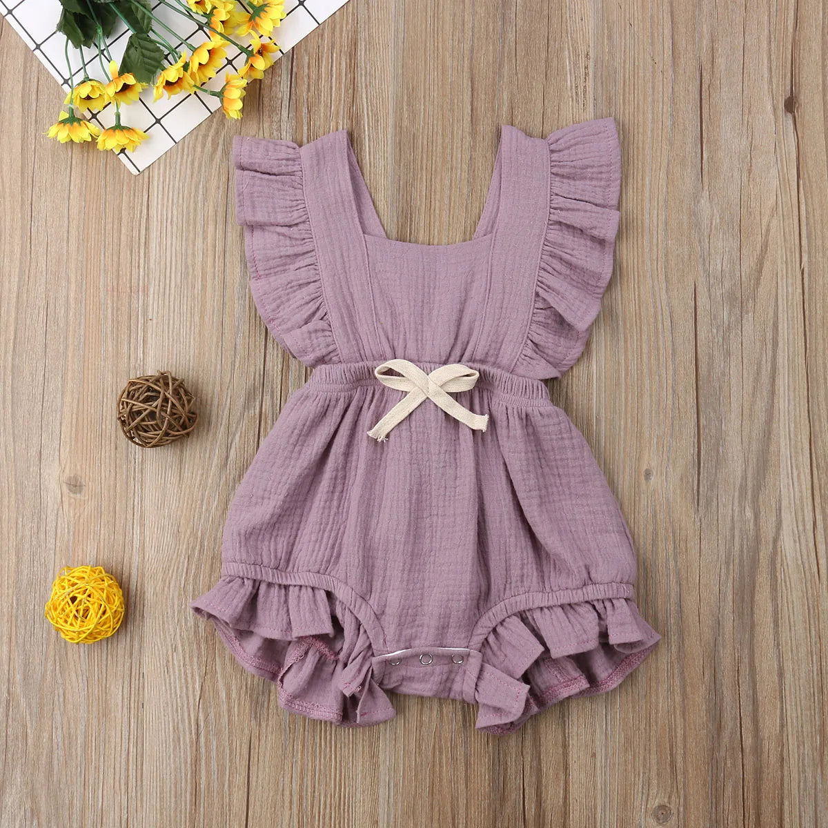 2019 Brand New Newborn Infant Kids Baby Girls Boys Cotton Romper Ruffles Sleeveless Belt Solid Jumpsuits Summer Clothes Playsuit