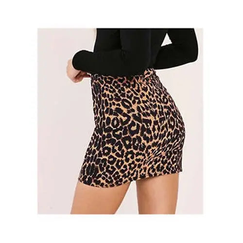 2019 Sexy Women Fashion Leopard Print Sexy Mini Skirt Pleated Seamless Stretch Tight Business Slim Pencil Mini Skirts