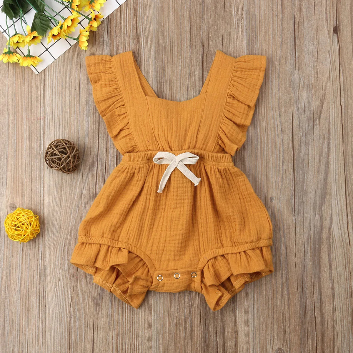 2019 Brand New Newborn Infant Kids Baby Girls Boys Cotton Romper Ruffles Sleeveless Belt Solid Jumpsuits Summer Clothes Playsuit