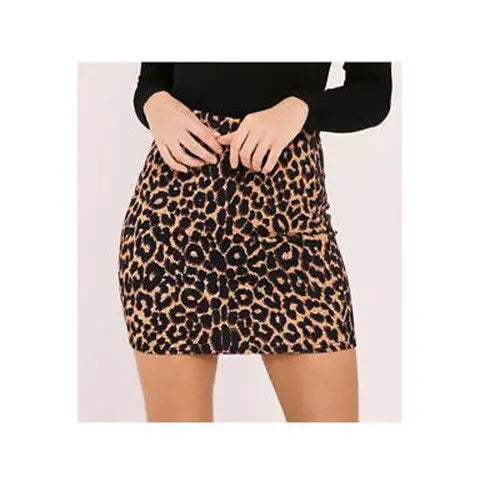 2019 Sexy Women Fashion Leopard Print Sexy Mini Skirt Pleated Seamless Stretch Tight Business Slim Pencil Mini Skirts