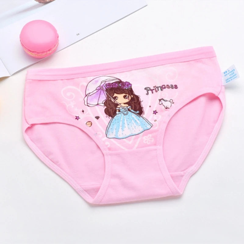 NEW Beautiful  Girls Cartoon Briefs Top Quality Kids  Cotton Underwear Mixed Colors Cute Panties 4Pcs/lot