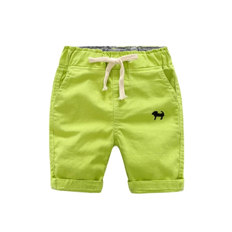 2023 Summer Boys Casual Shorts Children Cotton Elastic Waist Pants Toddler Kids Knee Length Pants Solid Color Baby Boys Clothes