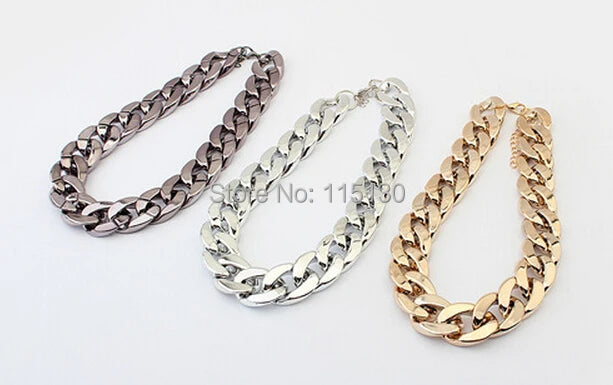 Vintage Gold Color Chunky Chain Necklace For Women Long Chian CCB Plastic Female Collar Necklace 2022 New Fashion Jewelry