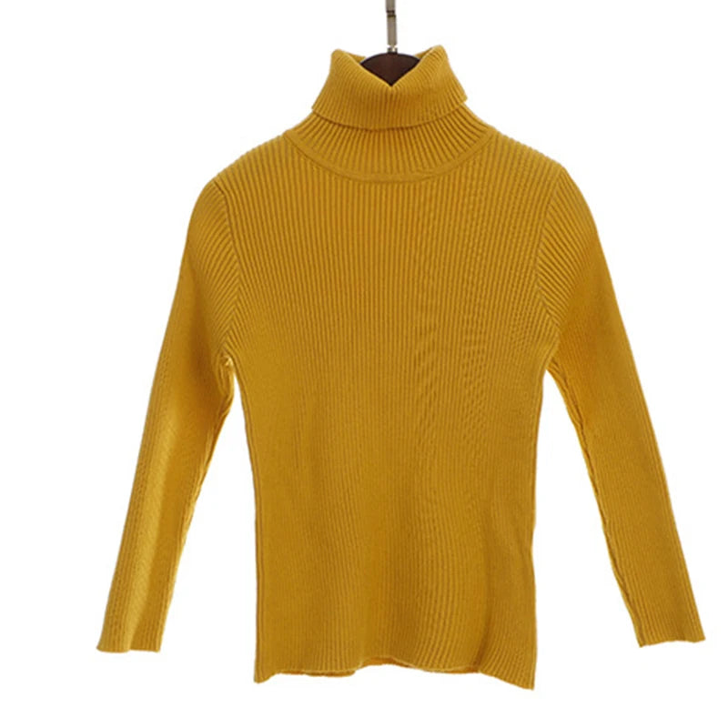 2024 New Sweater Kids Sweaters Autumn Girls Turtleneck Sweaters 1-6Yrs Baby Boys Pullover Winter Knitted Bottoming Boys Sweaters