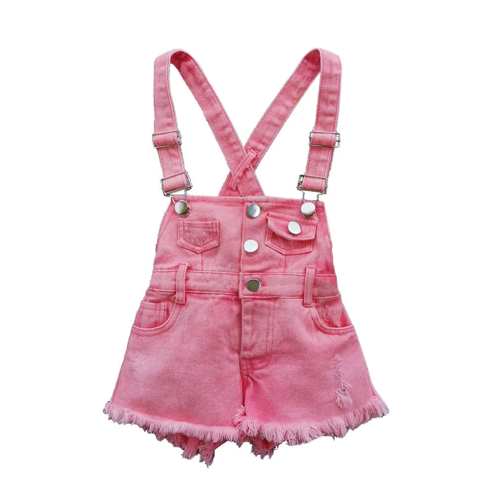 2-11T Summer Children Kids Little Girls Romper Shorts Denim Overalls Shortalls Jeans Cotton Denim Bib Shorts Rompers