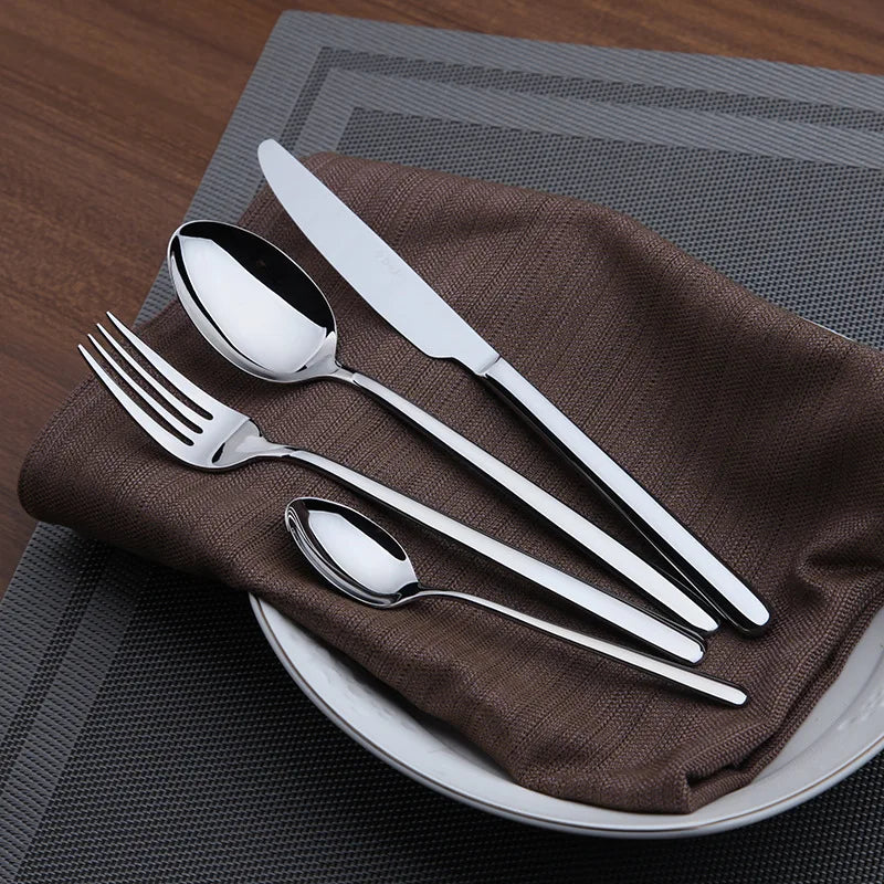 Cozy Zone Dinnerware Set 24 Pieces Cutlery Set Stainless Steel Western Tableware Classic Dinner Set Knife Fork Restaurant Dining