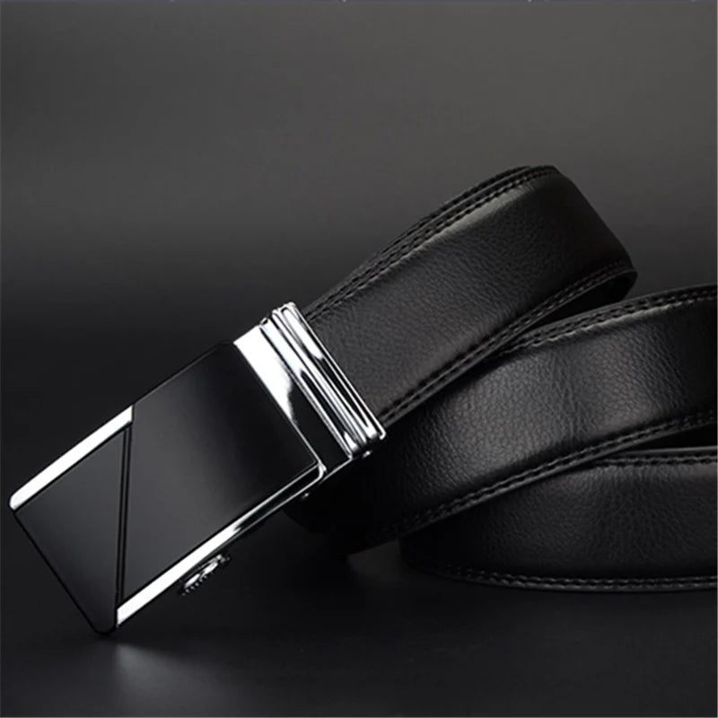 COWATHER COW genuine Leather Belts for Men High Quality Male Brand Automatic Ratchet Buckle belt 1.25" 35mm Wide 110-130cm long