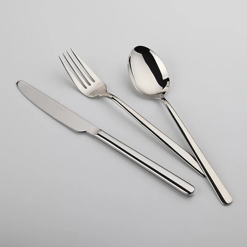 Cozy Zone Dinnerware Set 24 Pieces Cutlery Set Stainless Steel Western Tableware Classic Dinner Set Knife Fork Restaurant Dining