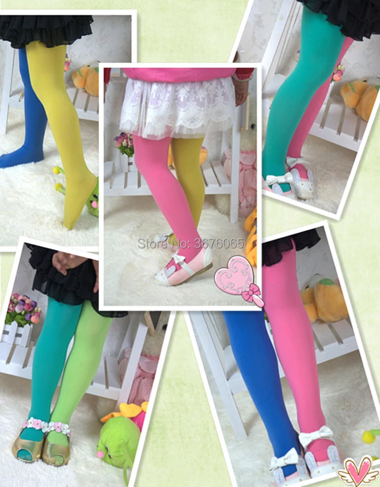 Girls candy color tights for baby kids cute velvet pantyhose contrast  Combination color girl spring/autumn warm dance stockings