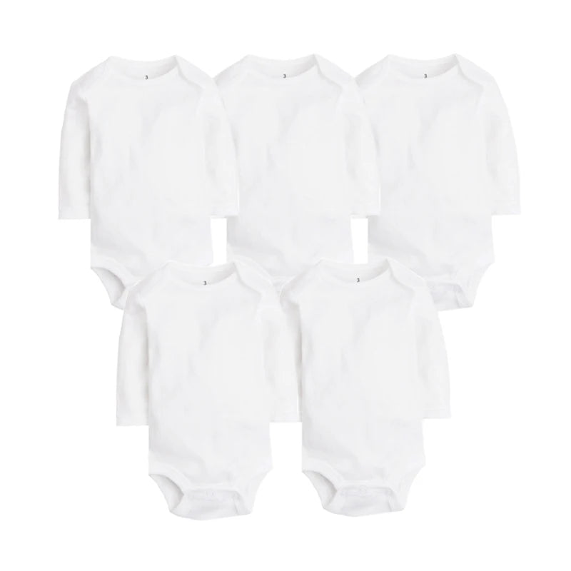 5 PCS/LOT Newborn Baby Clothing 2018 Summer Body Baby Bodysuits 100% Cotton White Kids Jumpsuits Baby Boy Girl Clothes 0-24M