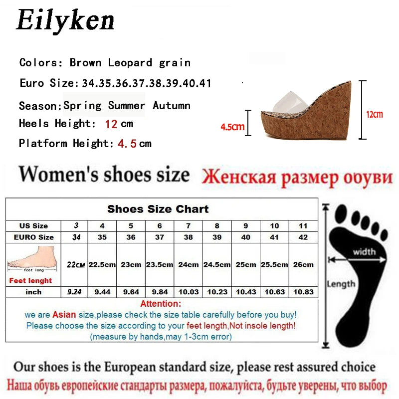 Eilyken Summer PVC Transparent Platform Wedges Women Slippers Fashion High Heels Sandals Female Shoes Size 34-40