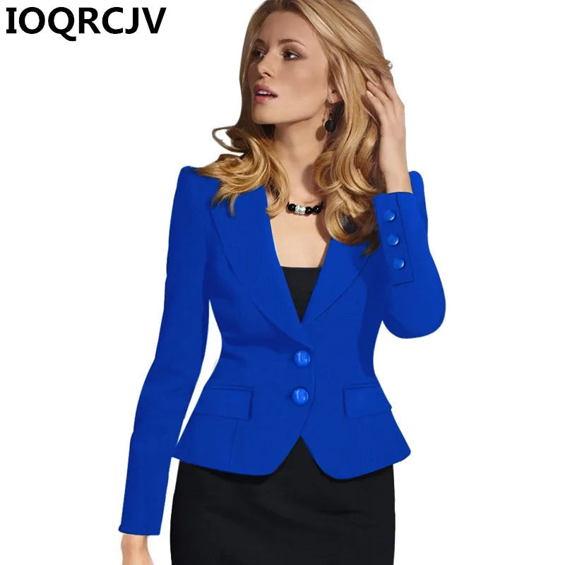 2024 Autumn New Elegant Blazers Feminino Women Long Sleeve Casual Blazer Notched Collar Coat Short Jackets Female Outerwear R893