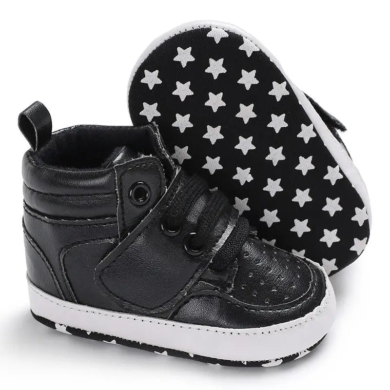 2024 Brand New Newborn Baby Boy Girl Soft Sole Crib Shoes Warm Boots Anti-slip Sneaker PU Breathable Solid First Walkers 0-18M