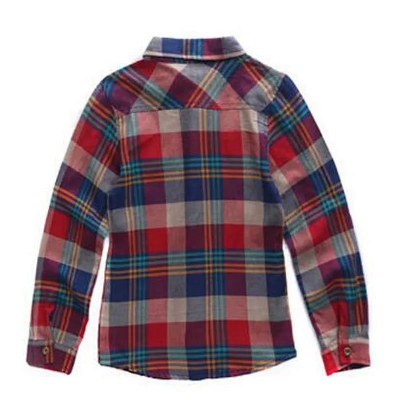 New 2024 Spring Cotton Kids Clothes Fashion Casual Handsome Shirt for Children blouses Boys Plaid Long Sleeve dress Shirts