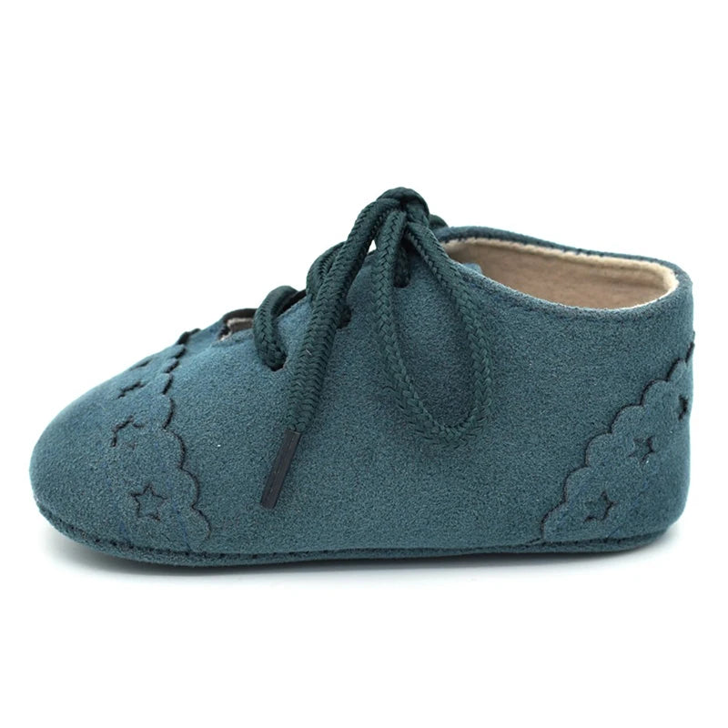 Baby Shoes Non-Slip Newborn Infant T-tied First Walkers Brand Vintage Rubber Bottom Girls Toddler Lace-UP Soft Sole Shoes