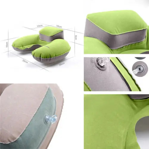 Inflatable Air Travel Pillow Airplane Neck Head Chin Cushion Office Nap Pillow