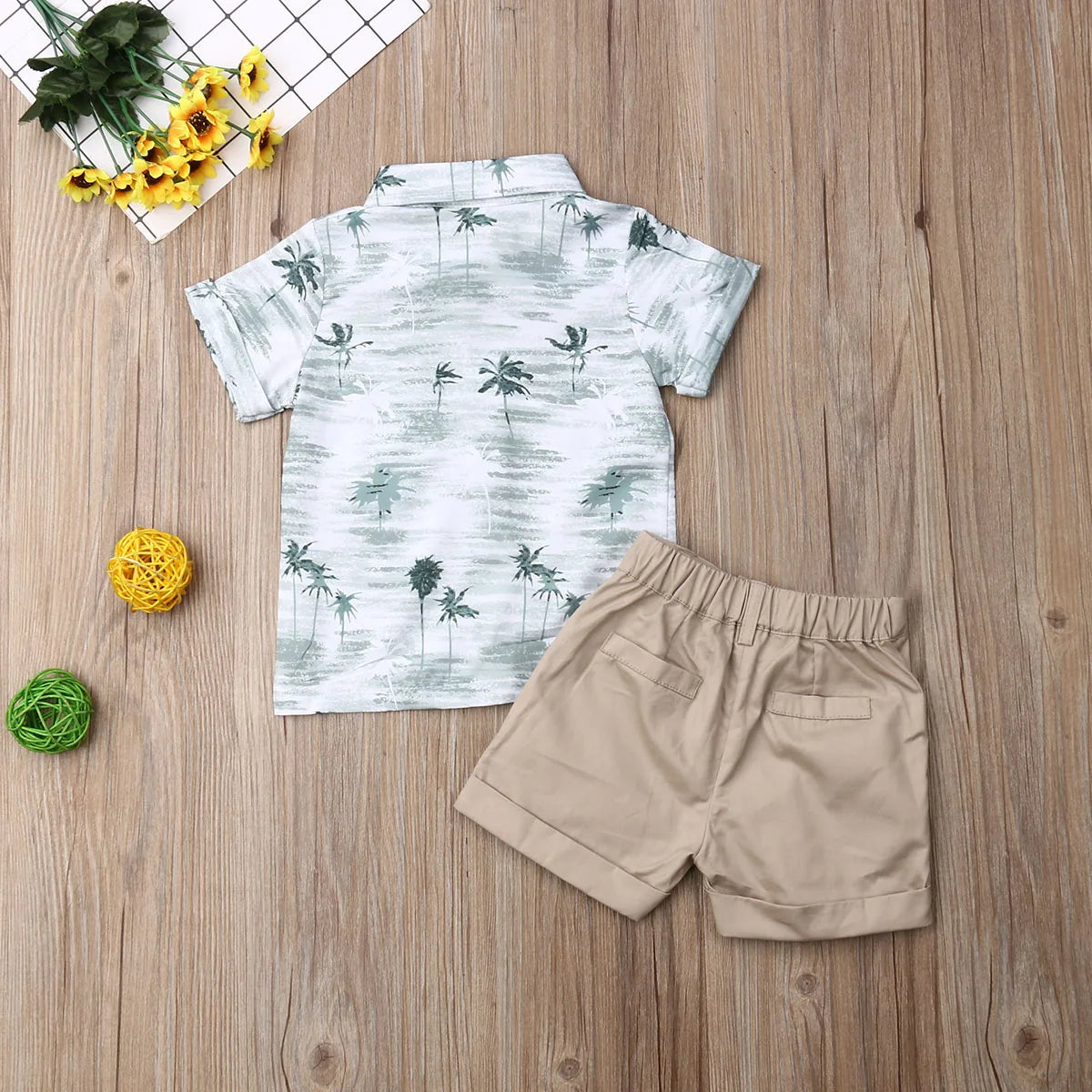 2019 Baby Summer Clothing Toddler Baby Boy Formal Suit Flower Dress Shirt+Shorts Bottom Beachwear 2pcs Set Outfits Clothes 1-6T