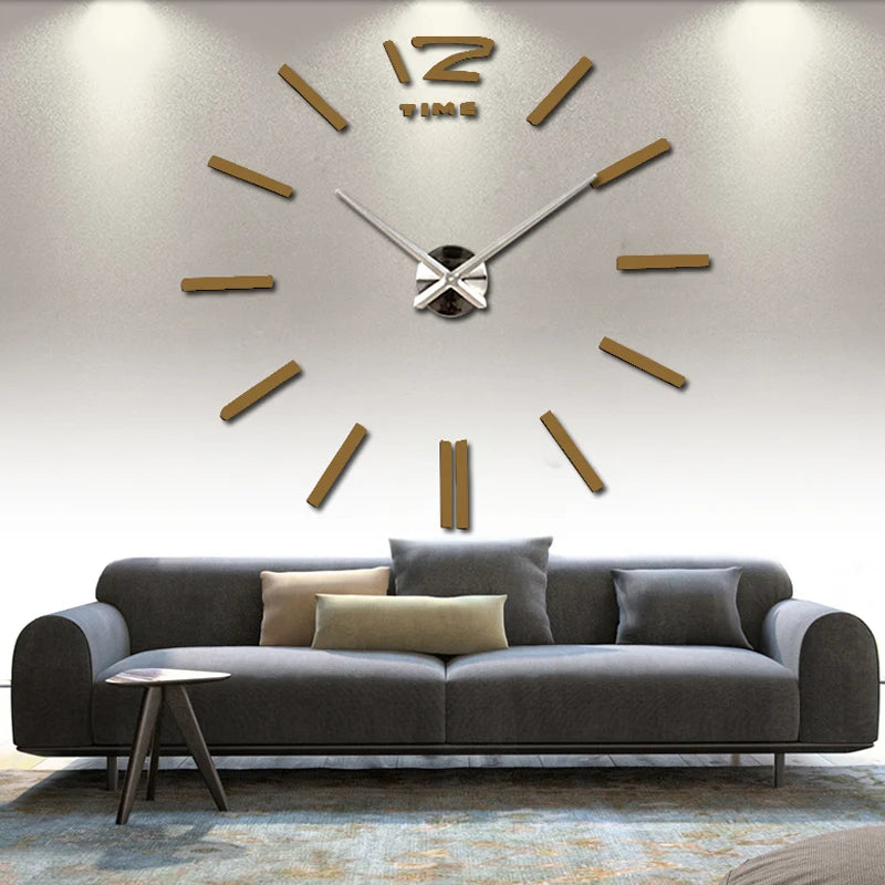 sale wall clock watch clocks 3d diy acrylic mirror stickers Living Room Quartz Needle Europe horloge free shipping