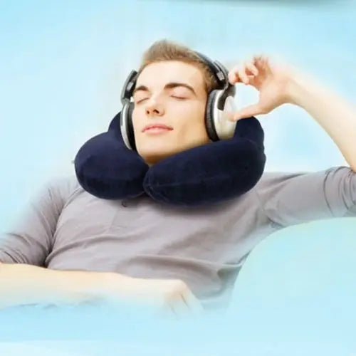 Inflatable Air Travel Pillow Airplane Neck Head Chin Cushion Office Nap Pillow