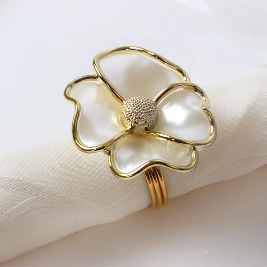 6pcs/lot Fashion napkin ring white flowers napkin ring hotel beautiful napkin buckle wedding tabletop decorations napkin ring