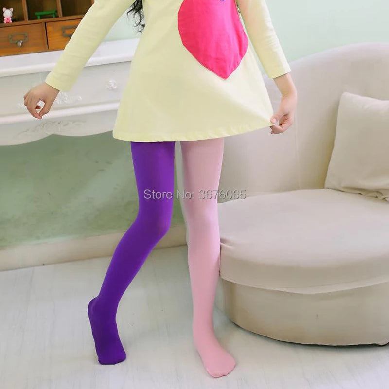 Girls candy color tights for baby kids cute velvet pantyhose contrast  Combination color girl spring/autumn warm dance stockings