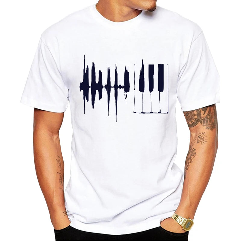 TEEHUB Geometric Men T-Shirt 2019 Fashion Piano Printed Short Sleeve Tshirts Summer Casual Tops Tees