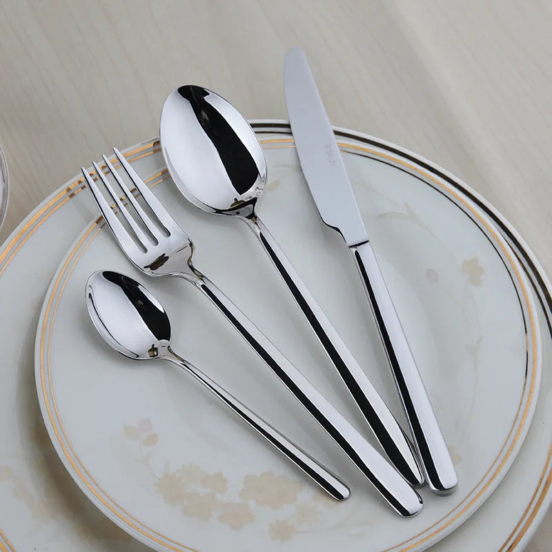 Cozy Zone Dinnerware Set 24 Pieces Cutlery Set Stainless Steel Western Tableware Classic Dinner Set Knife Fork Restaurant Dining