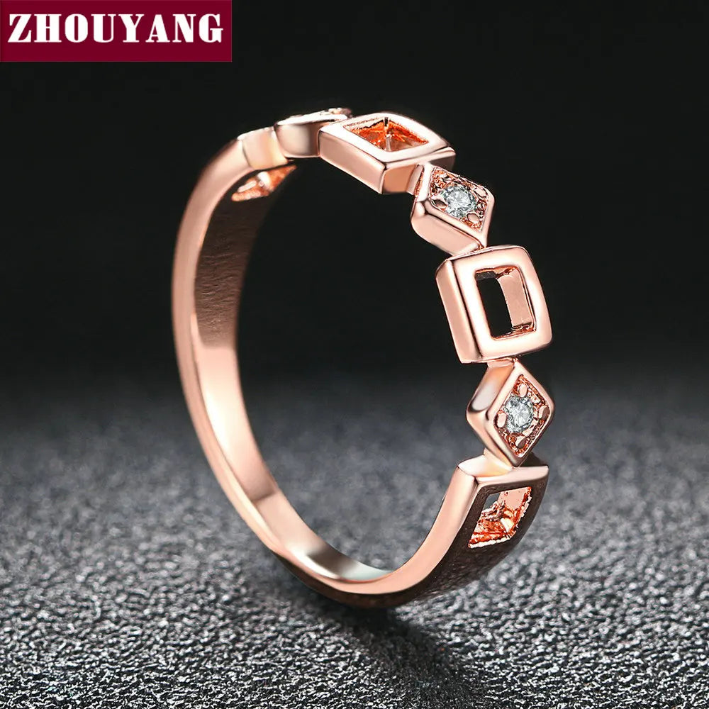 Top Quality ZYR197 Concise Crystal Ring Rose Gold Color Austrian Crystals Full Sizes