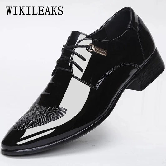 Wedding Shoes Man Patent Leather Black Oxford Shoes For Men Shoes Luxury Brand Formal Mariage Mens Pointed Toe Dress Shoes 2024