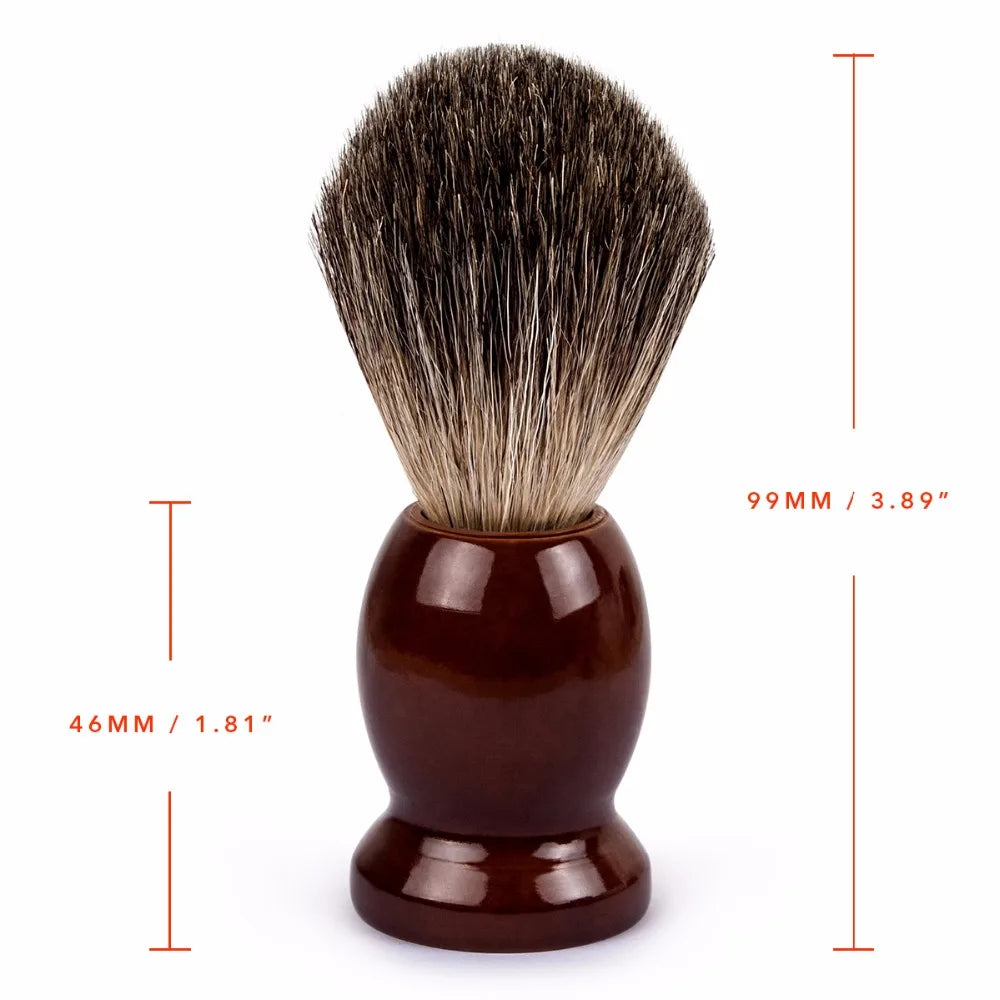 Qshave Man Pure Badger Hair Shaving Brush Wood 100% for Razor Double Edge Safety Straight Classic Safety Razor Brush