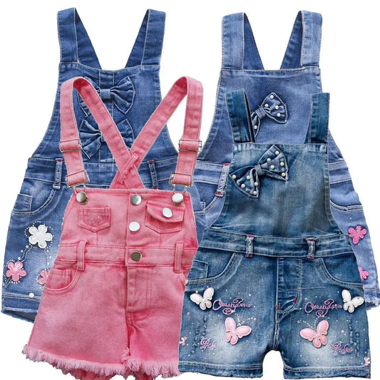 2-11T Summer Children Kids Little Girls Romper Shorts Denim Overalls Shortalls Jeans Cotton Denim Bib Shorts Rompers