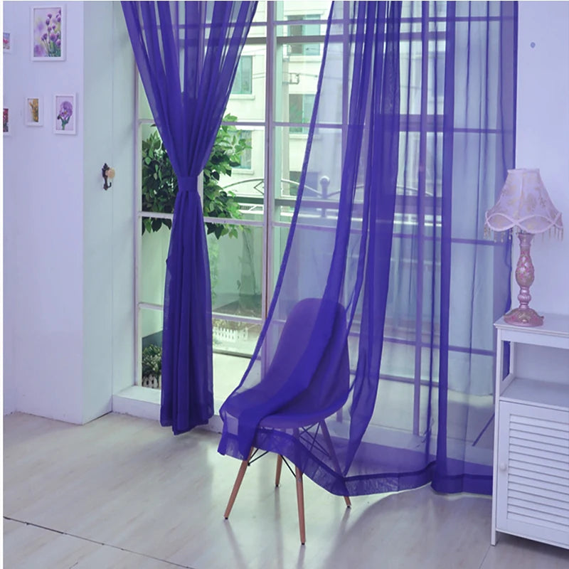 100*200/270cm Window Curtain Voile Fabric Transparent Sheer Living Room Tulle Decoration Party Snow 5zMM267/268