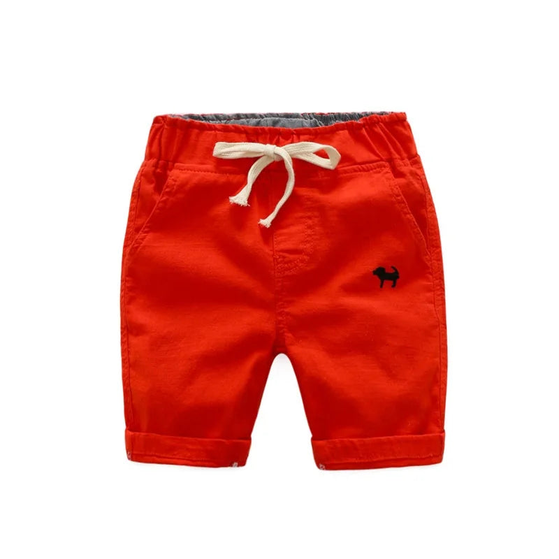 2023 Summer Boys Casual Shorts Children Cotton Elastic Waist Pants Toddler Kids Knee Length Pants Solid Color Baby Boys Clothes