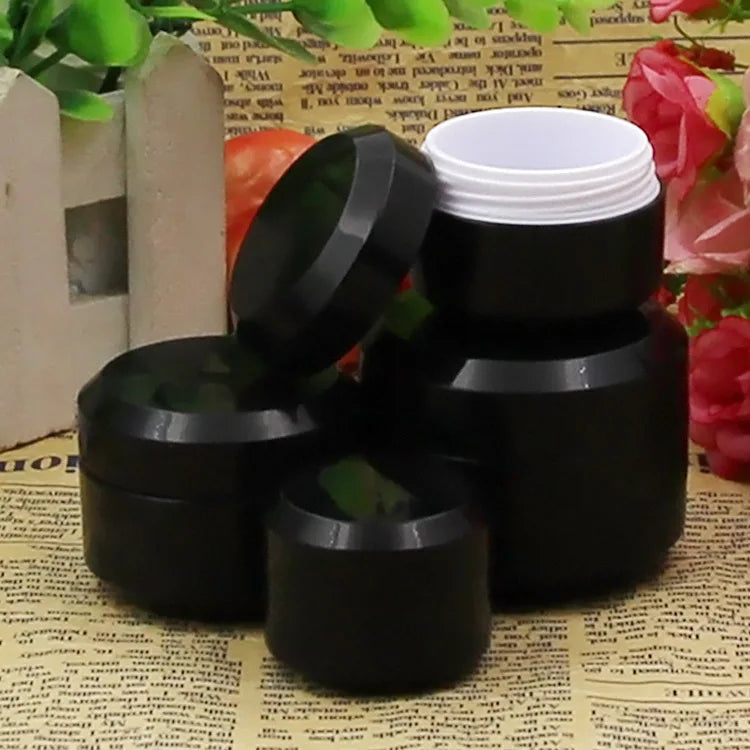 20pcs/lot 5g/10g/15g/30g/50g Empty Cream Jar Plastic Cosmetic Packaging Bottle Black Eyeshadow Makeup Packaging Pot