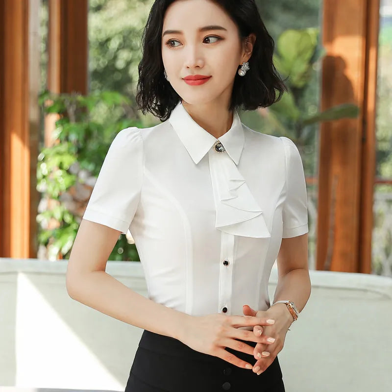 Camisas Y Blusas Women Long Sleeve Shirt Autumn White Purple Bow Tie Chiffon Blouse Work Wear Formal Office Tops