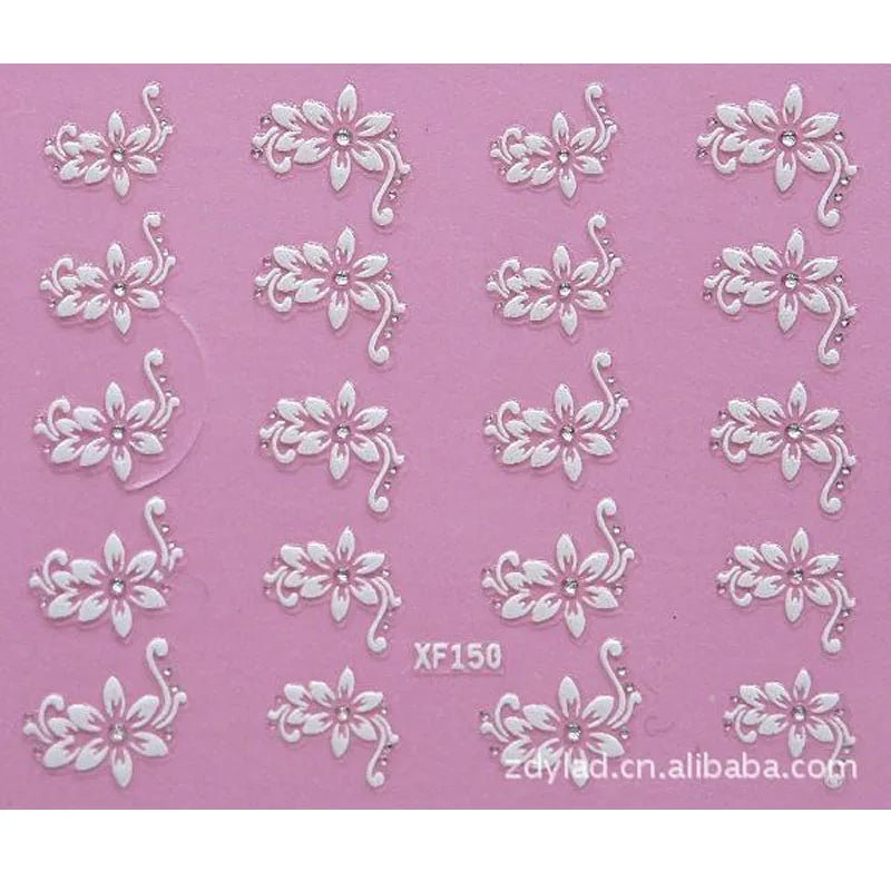 3D DIY Flower Design Water Transfer Nails Art Sticker Lady Women Manicure Tools Nail Wraps Decoration Decals Wholesale