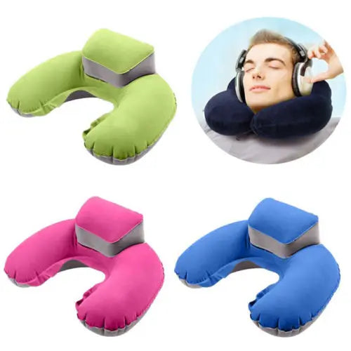 Inflatable Air Travel Pillow Airplane Neck Head Chin Cushion Office Nap Pillow