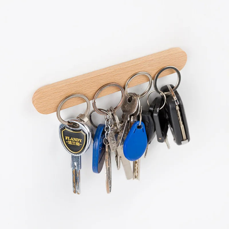 Wooden Key Holder Wall Key Storage Organizer Strong Magnetic Key Rack Hanger Key Ring Hooks Clerk Housekeeper on the Wall