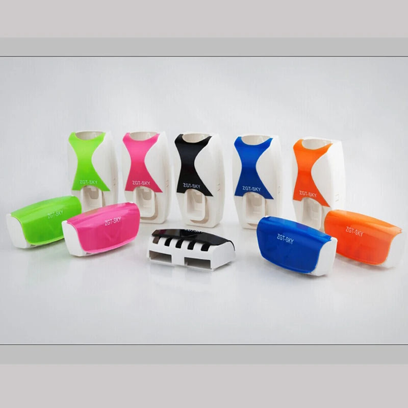 Automatic Toothpaste Dispenser 5pcs Toothbrush Holder Squeezer Bathroom Shelves Bath Accessories Tooth Brush Holder Wall Mount