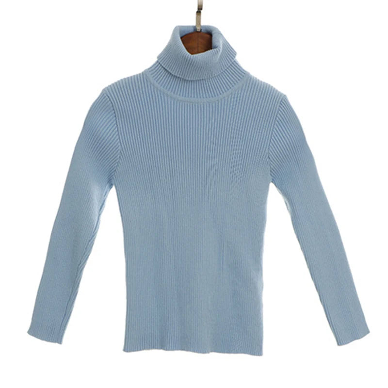 2024 New Sweater Kids Sweaters Autumn Girls Turtleneck Sweaters 1-6Yrs Baby Boys Pullover Winter Knitted Bottoming Boys Sweaters