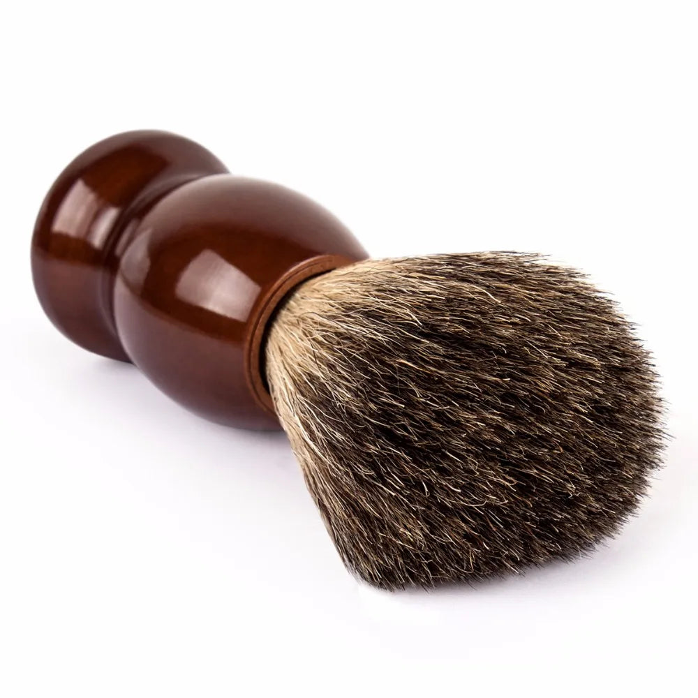 Qshave Man Pure Badger Hair Shaving Brush Wood 100% for Razor Double Edge Safety Straight Classic Safety Razor Brush